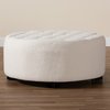 Baxton Studio Athena Modern and Contemporary Ivory Boucle Upholstered and Black Finished Wood Round Ottoman 220-12868-ZORO